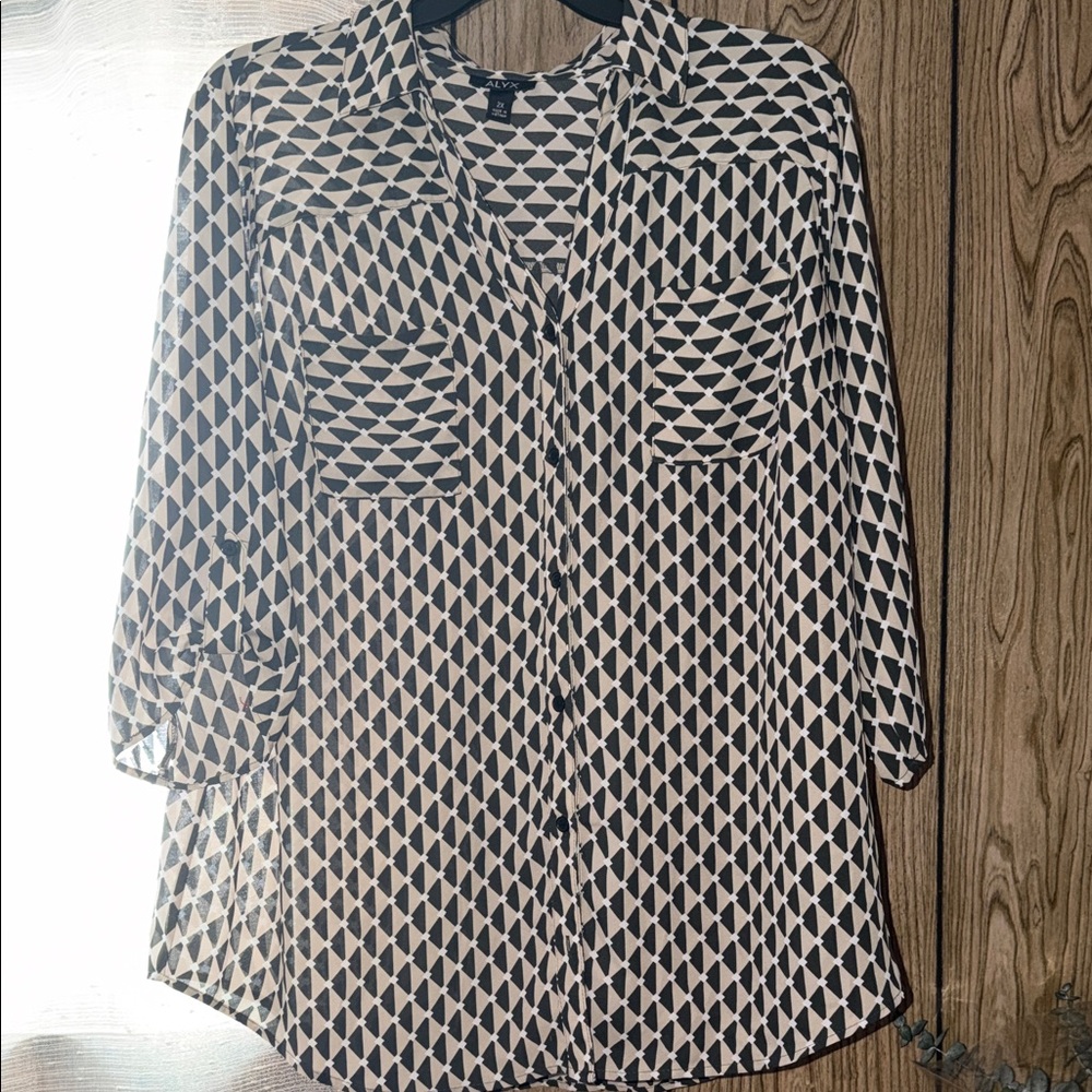 Alyx Black and White Diamond Pattern Button Down Shirt
